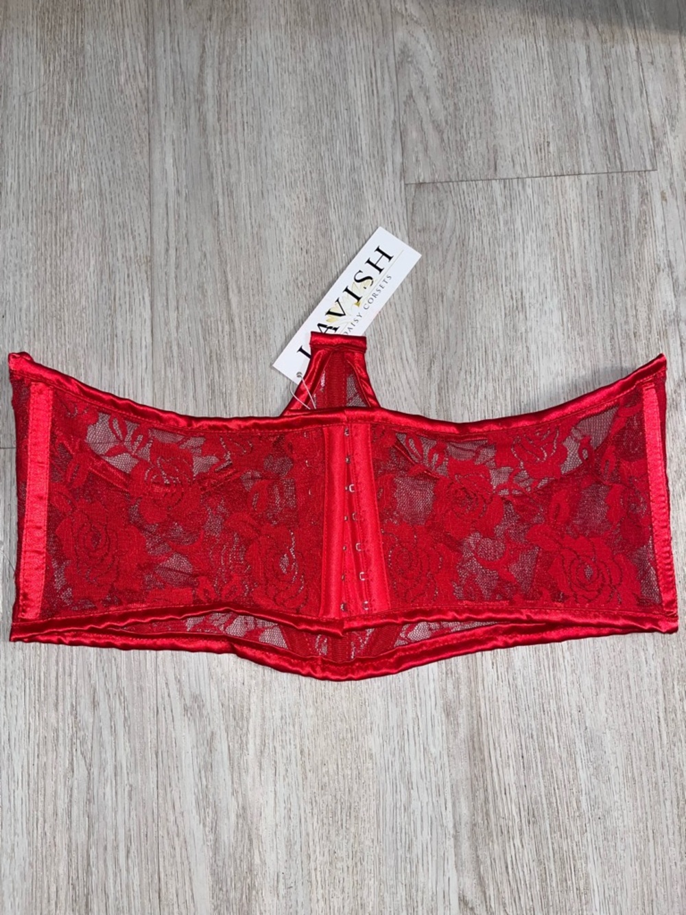 Daisy Corsets Red Lace Bustier Crop Top - Picture 3 of 7